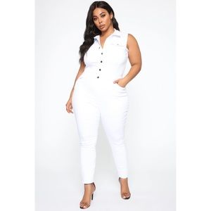 Fashion Nova-Tammy Denim Jumpsuit-3X-White